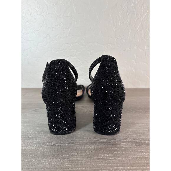Kelly & Katie CAITAL Block Heels Women’s Black Rhinestone Sparkle Heels Sz 8.5 - Picture 6 of 7